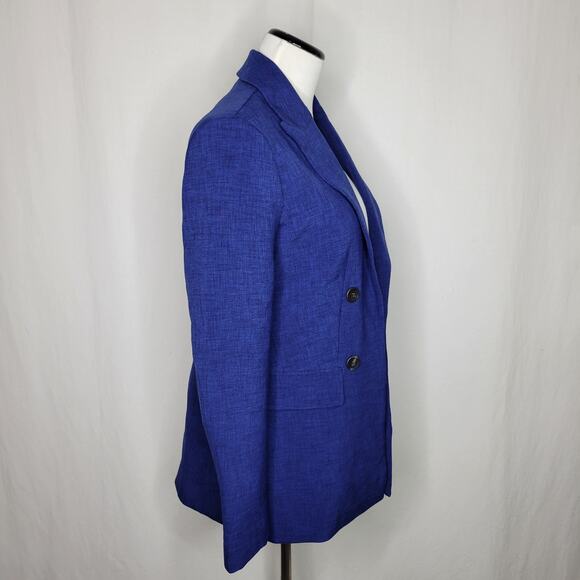 T Tahari Peak-Lapel Open-Front Blazer Jacket Symphony Blue Melange NWT Size 2 - Picture 9 of 12